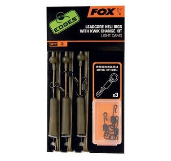 Fox Edges Leadcore Heli Rigs x3 Kit inc Kwik Change Kit